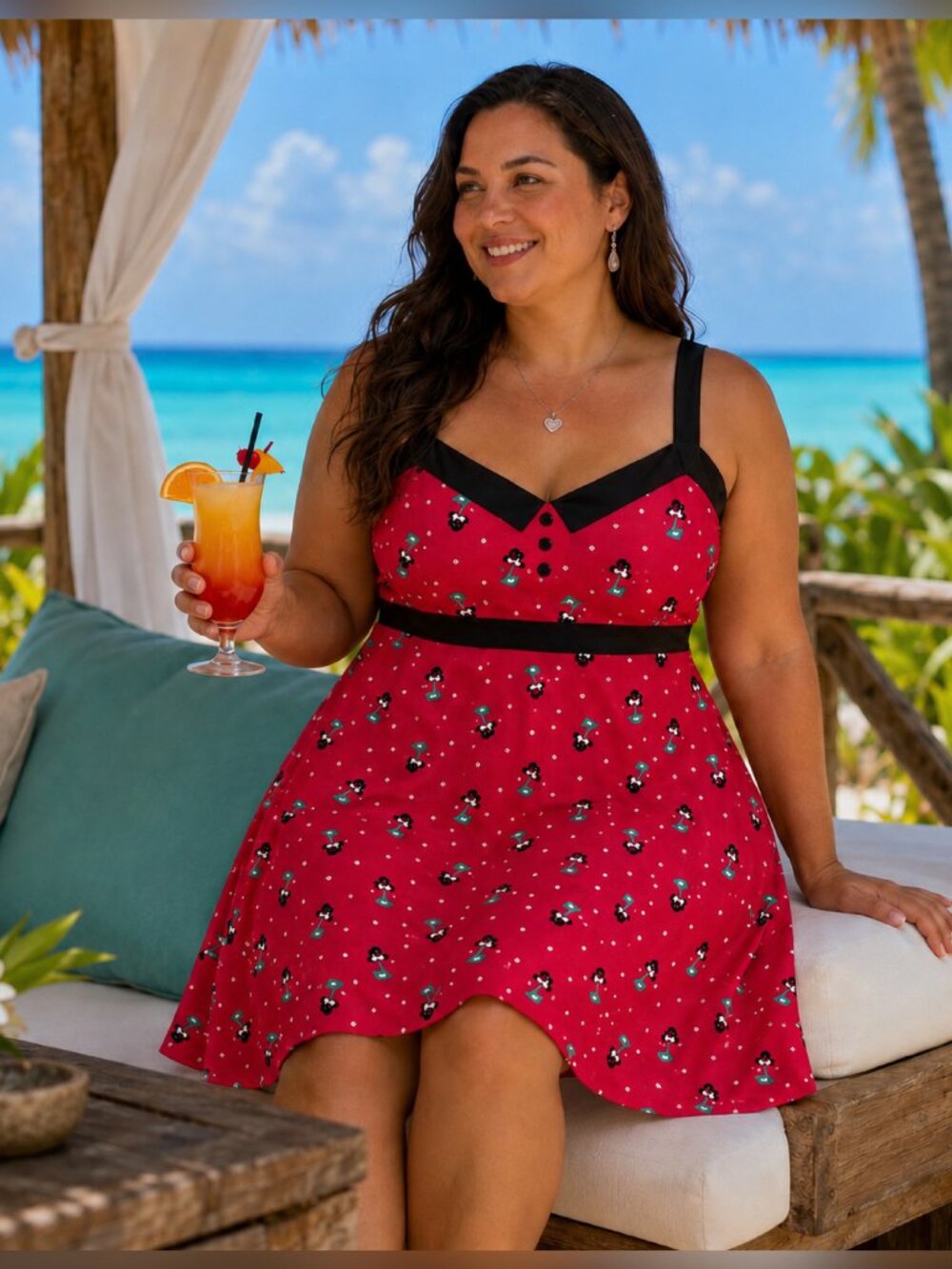 NWT Disney Torrid Minnie Red Cherry Retro Pin Up Fit Flare Strap Dress Women 20